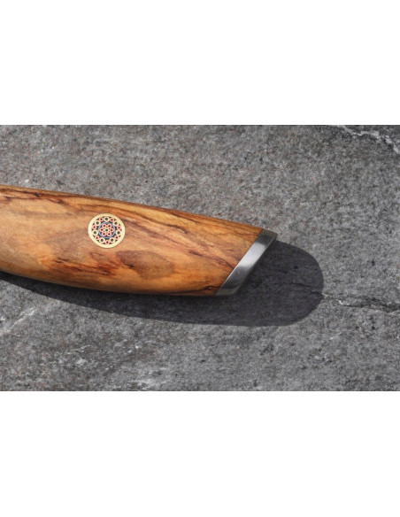 Fukito Olive Damascus 14Cr 17cm kiinalainen kokkiveitsi