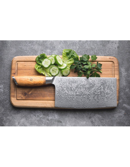 Fukito Olijf Damascus 14Cr 17cm koksmes