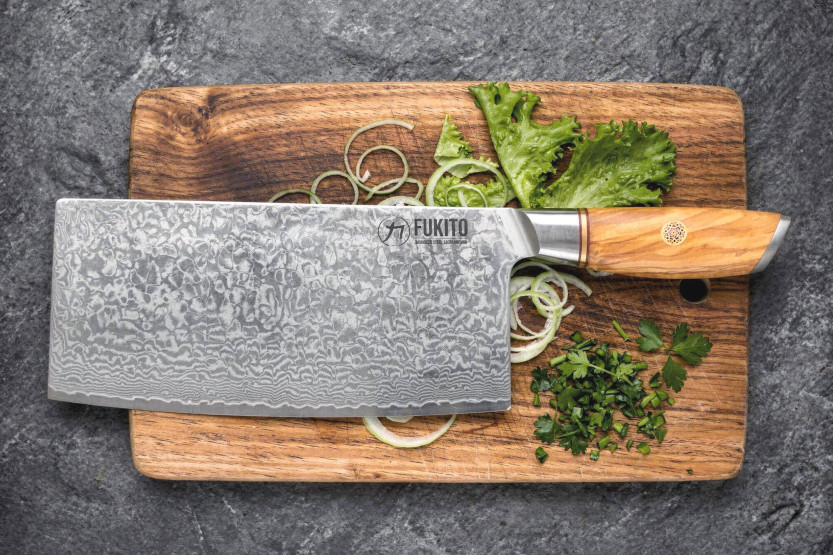 Fukito Olive Damaskus 14Cr 17cm klyvkniv
