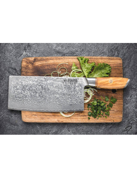 Fukito Olijf Damascus 14Cr 17cm koksmes