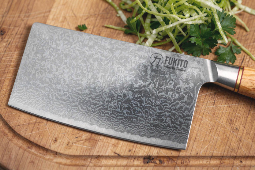 Fukito Olive Damaskus 14Cr 17cm klyvkniv