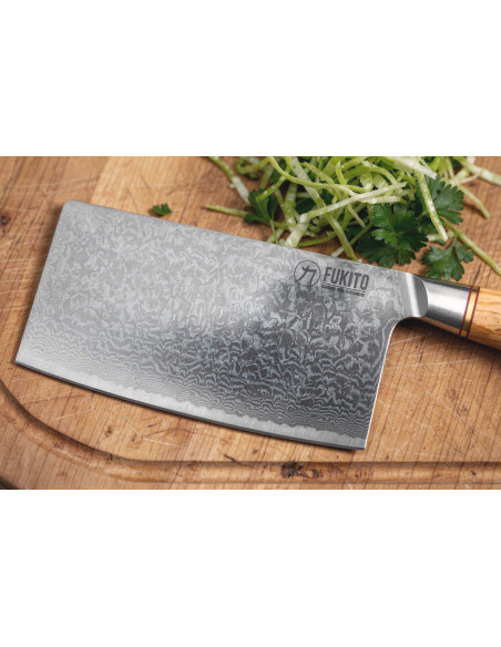 Fukito Olijf Damascus 14Cr 17cm koksmes