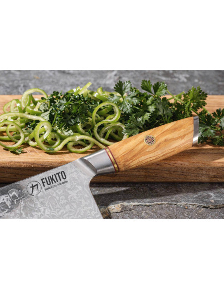 Fukito Olive Damaskus 14Cr 17cm klyvkniv