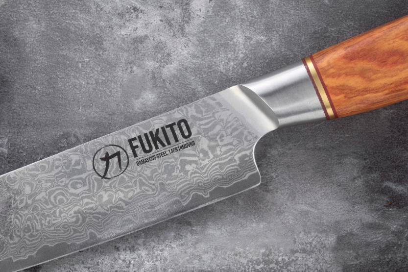 Fukito Olive Damascus kaiverrusveitsi 14Cr 25cm