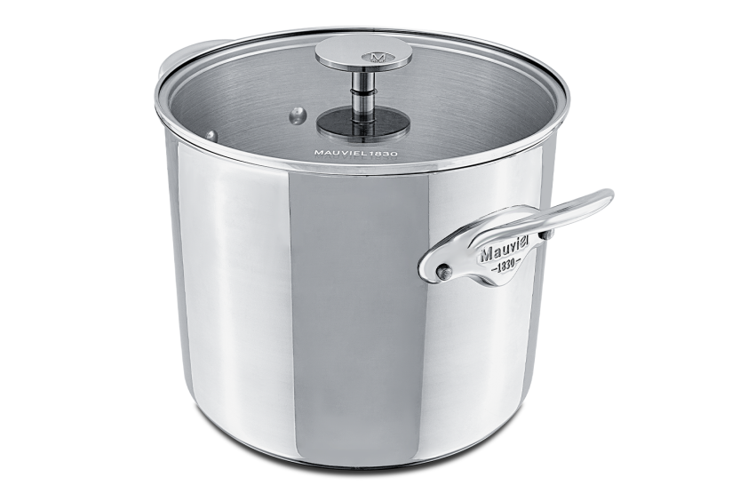 Marmite Mauviel M'Cook Acessório em aço inoxidável fundido compatível com indução 24 cm com tampa de vidro