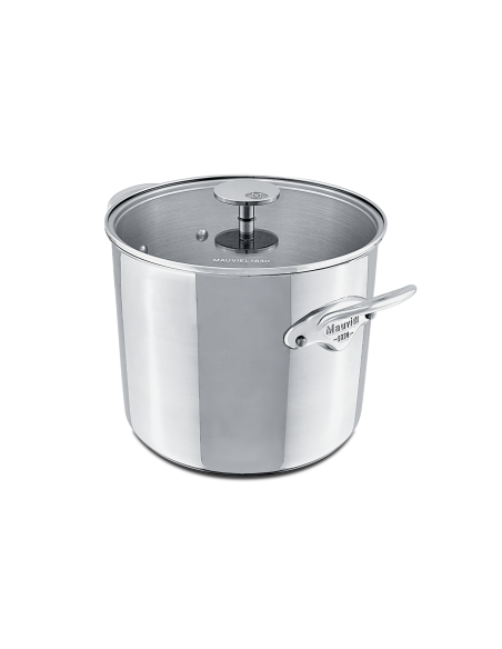 Marmite Mauviel M'Cook Acessório em aço inoxidável fundido compatível com indução 24 cm com tampa de vidro