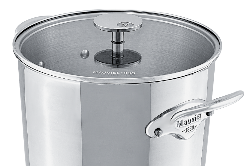 Marmite Mauviel M'Cook Acessório em aço inoxidável fundido compatível com indução 24 cm com tampa de vidro