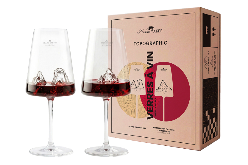 Set di 2 bicchieri da vino Alaskan Maker Topographic Grand Canyon e Matterhorn