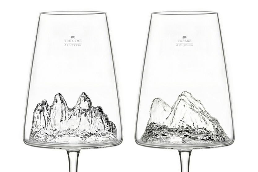2 kpl Alaskan Maker Topographic Tre Cime di Lavaredo & Tofane -viinilasit, 2 kpl
