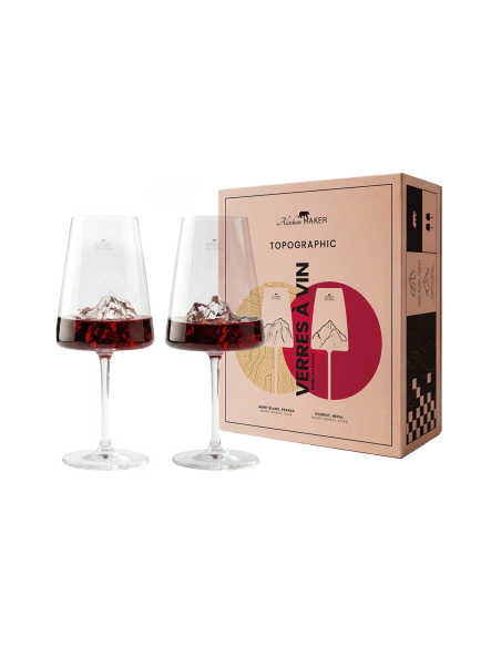 Conjunto de 2 copos de vinho Alaskan Maker Topographic Mont Blanc & Everest