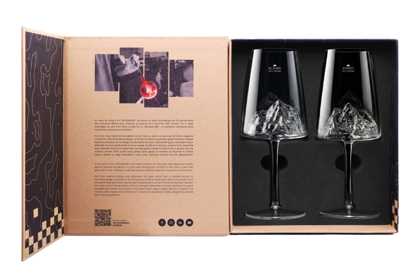 Conjunto de 2 copos de vinho Alaskan Maker Topographic Mont Blanc & Everest