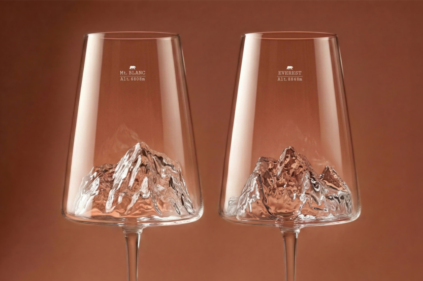 Conjunto de 2 copos de vinho Alaskan Maker Topographic Mont Blanc & Everest