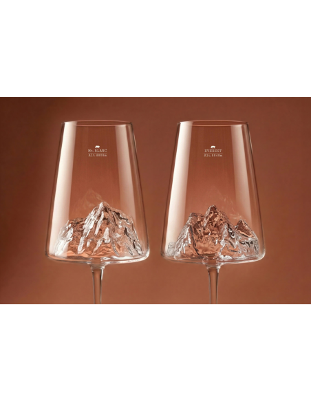 Set van 2 Alaskan Maker Topografische Mont Blanc & Everest wijnglazen