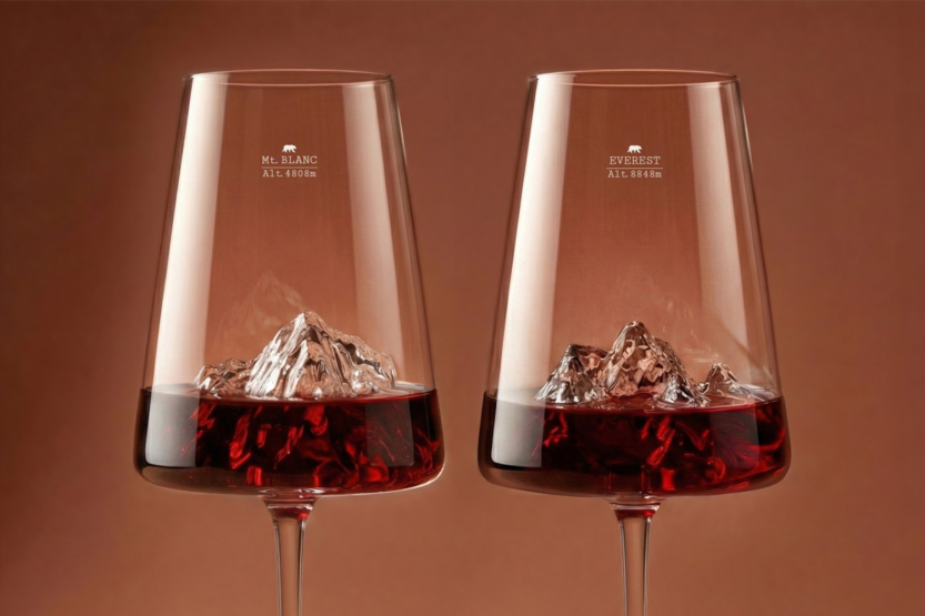 Juego de 2 copas de vino Alaskan Maker Topographic Mont Blanc & Everest
