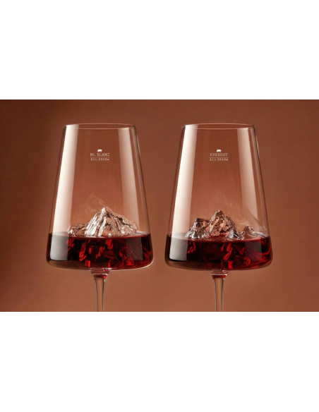 Set van 2 Alaskan Maker Topografische Mont Blanc & Everest wijnglazen