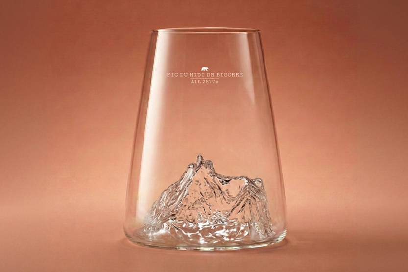 Langes Spirituosenglas Alaskan Maker Topographic Pic du midi de Bigorre aus Kristallglas