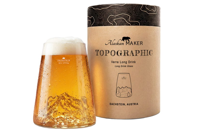 Langes Spirituosenglas Alaskan Maker Topographic Dachstein aus Kristallglas
