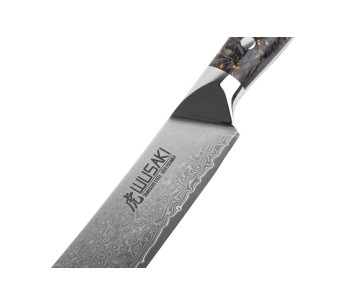Wusaki Sakin Damascus teurastusveitsi 10Cr 22cm hiilikuitukahva, jossa on kullanvärinen lehtiä 2