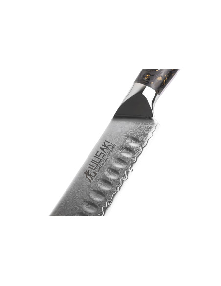 Wusaki Sakin Damascus 10Cr 25cm täljkniv med kolfiberhandtag och bladguld
