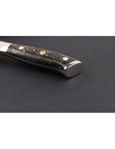 Wusaki Sakin Damascus 10Cr 25 cm forskærerkniv med kulfiberhåndtag og bladguld