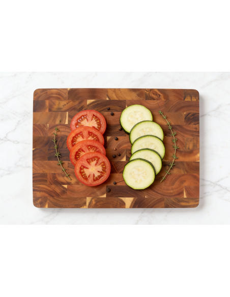 Wusaki cutting board acacia wood checkerboard non-slip feet 40 x 28.5 x 2.5cm