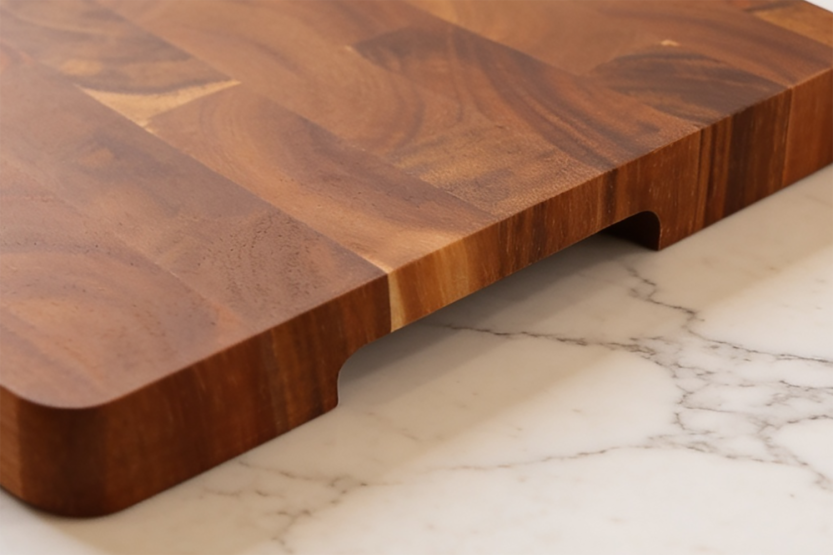 Wusaki acaciahouten snijplank met antislipvoetjes 40 x 28,5 x 2,5cm