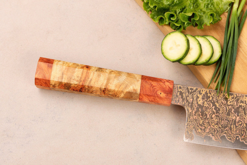 Nakiri knife 17cm Sayuto Damascus Maple 12Cr