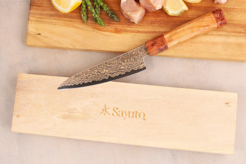 14 cm Sayuto Damaskus Maple 12Cr universalkniv