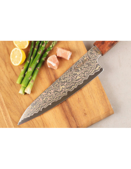 Faca utilitária Sayuto Damascus Maple 12Cr de 14 cm