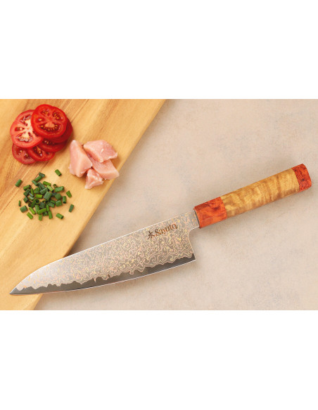 Sayuto Damaskus Maple 12Cr kokkekniv 20 cm