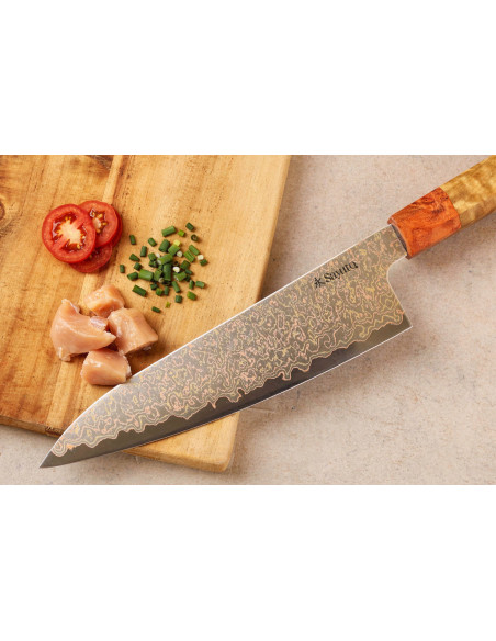 Sayuto Damaskus Maple 12Cr kokkekniv 20 cm