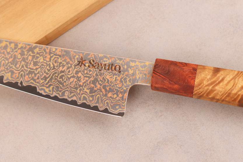 Bunka knife 16,5cm Sayuto Maple Damascus 12Cr