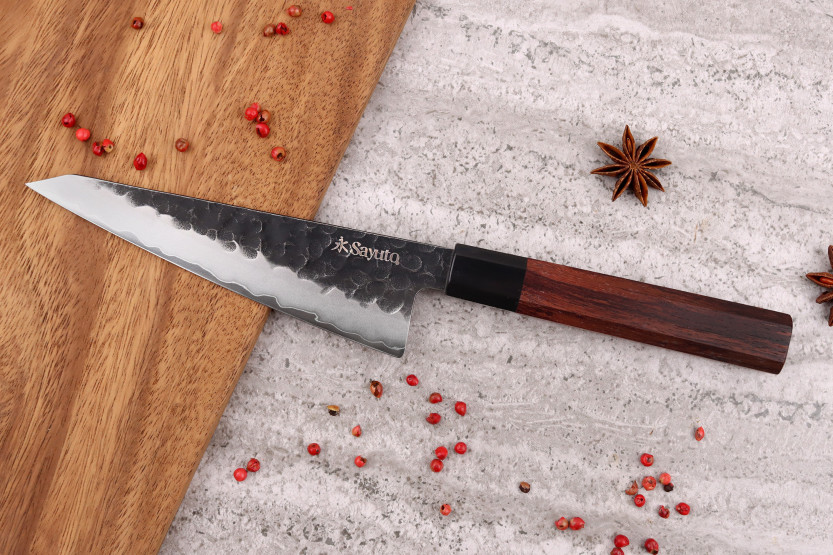 Sayuto Sequoia San Mai hammered honesuki knife 15cm