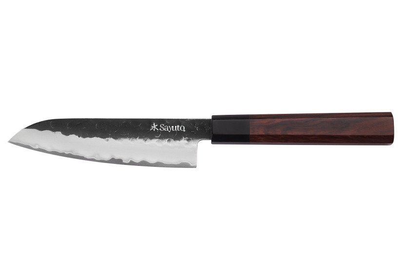 Faca santoku martelada Sayuto Sequoia San Mai 13,5cm