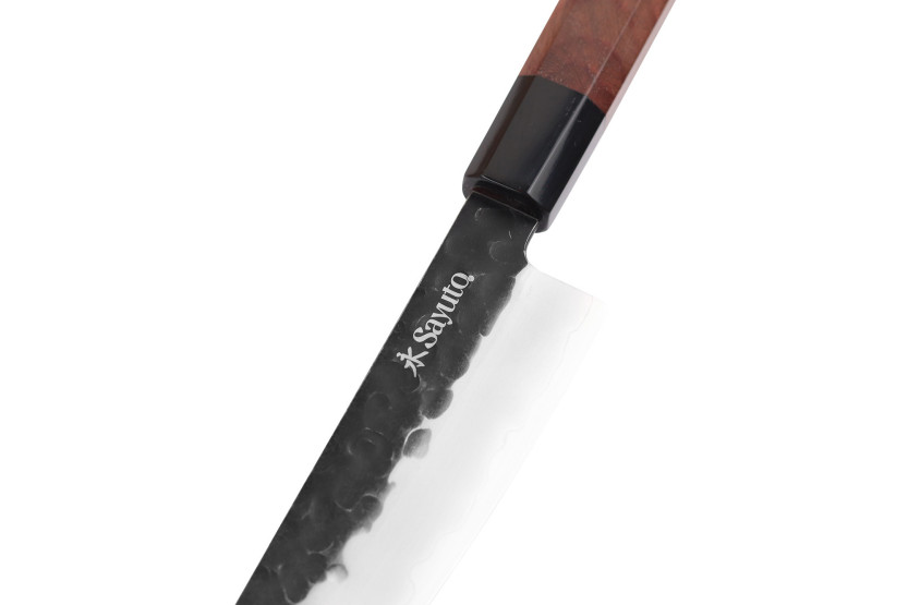 Cuchillo santoku martillado Sayuto Sequoia San Mai 13.5cm