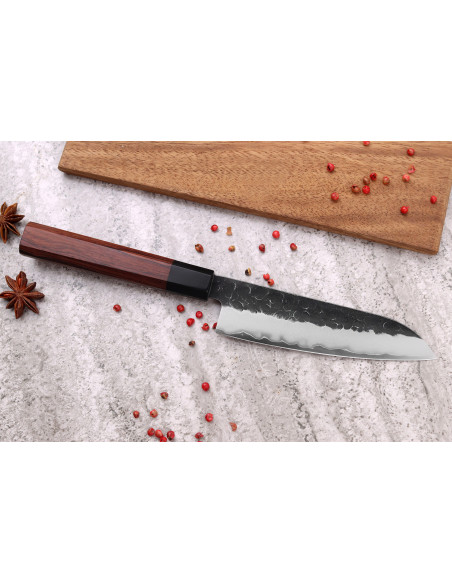 Faca santoku martelada Sayuto Sequoia San Mai 13,5cm
