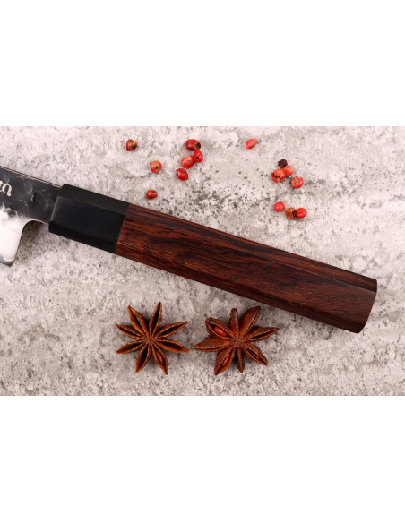 Sayuto Sequoia San Mai hammered santoku knife 13.5cm