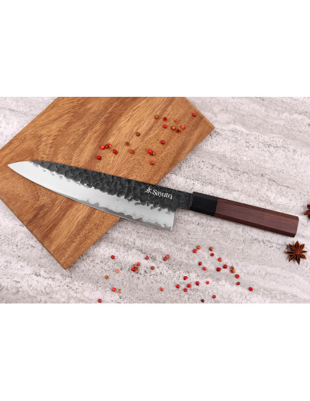 Sayuto Sequoia San Mai hammered chef knife 21cm
