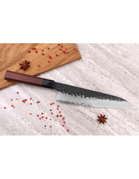 Sayuto Kochmesser Séquoia San Mai gehämmert 21cm