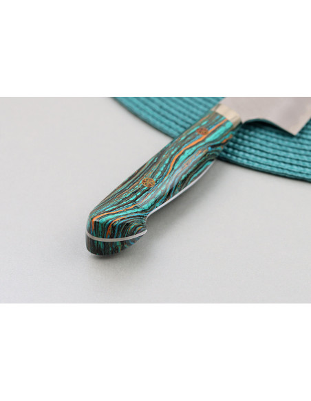 21cm Nigara Hamono Migaki Tsuchime SG2 Turquoise Handle Kockkniv , Japanskt handgjord