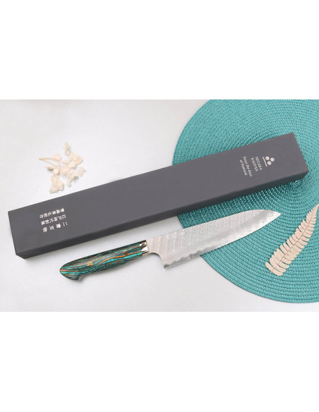 21 cm Nigara Hamono Migaki Tsuchime SG2 Turkis håndtag Kokkekniv , japansk håndlavet