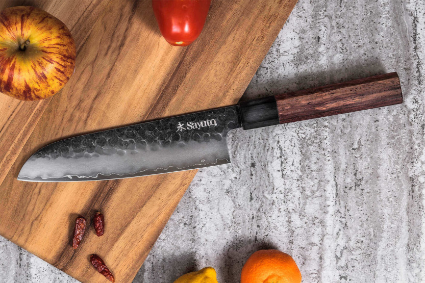Knivsett med 2 Sayuto Sequoia San Mai Santoku + Paringsknivkniver