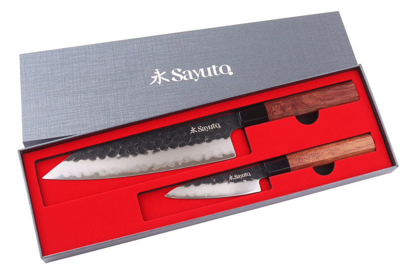 Knivsett med 2 Sayuto Sequoia San Mai Chef + Paring-kniver