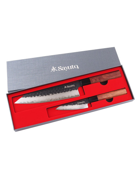 Messenset van 2 Sayuto Sequoia San Mai Chef + Paring messen