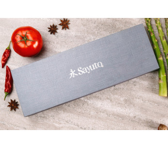 Knivsett med 2 Sayuto Sequoia San Mai Chef + Paring-kniver 2