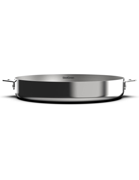 Cookut La Merveilleuse kolmikko peilipintaisia ruostumattomasta teräksestä valmistettuja paistinpannuja ja kattiloita.