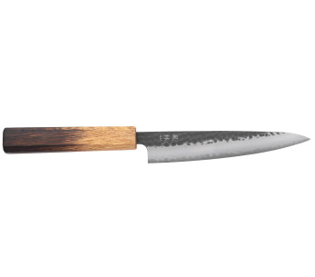 Coltello universale giapponese artigianale Yuzo Black AS da 15 cm in rovere bruciato