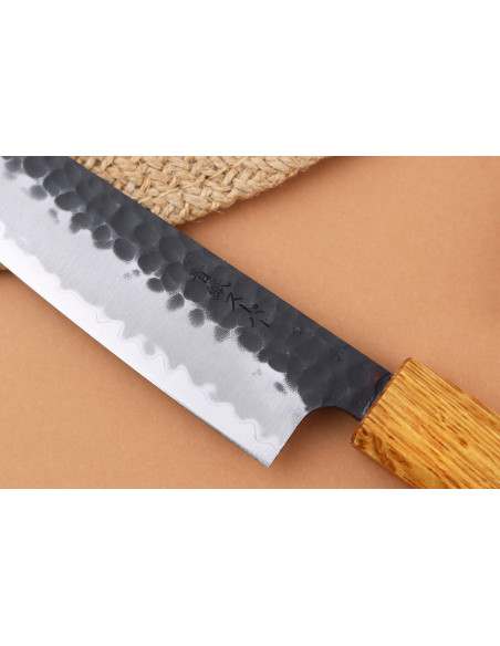 Yuzo Black AS Handcrafted Japanese Utility Knife, 15 cm, Burnt Oak