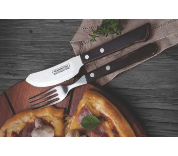 Juego de 12 cuchillos para carne y pizza Tramontina con mango marrón 2