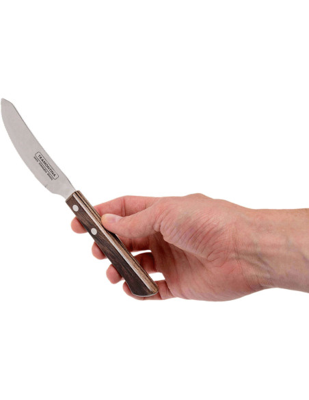 Set of 12 Tramontina steak/pizza knives with brown handles